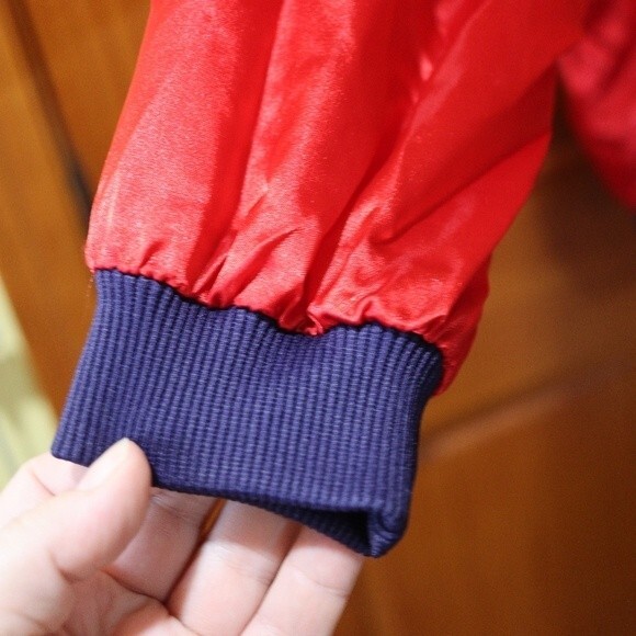 Lizsport Vintage Red & Blue Sateen Bomber Jacket Nylon Medium Sporty 80s/90s - Picture 9 of 15